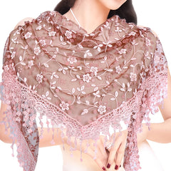 Women's Triangle Scarf With Tassel Lace Shawl