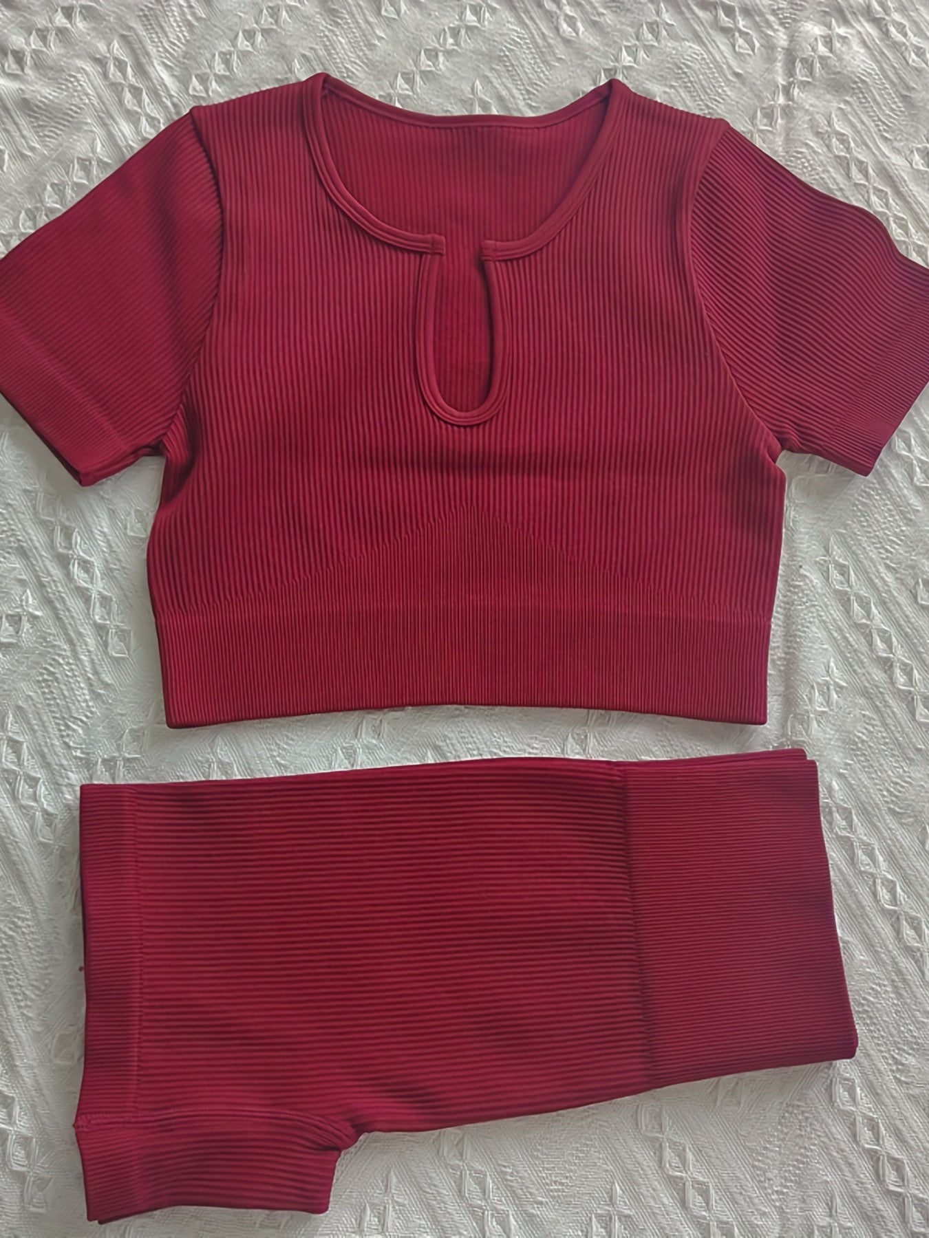 Stylish & Comfy Women's Solid Ribbed Yoga Set for Summer - 2 Pieces
