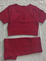 Stylish & Comfy Women's Solid Ribbed Yoga Set for Summer - 2 Pieces
