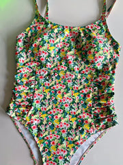 Boho Swimsuit Floral Print Ruched One Piece Swimsuit