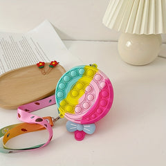 Cartoon Pattern Silicone Bubble Pop Crossbody Bag For Kids
