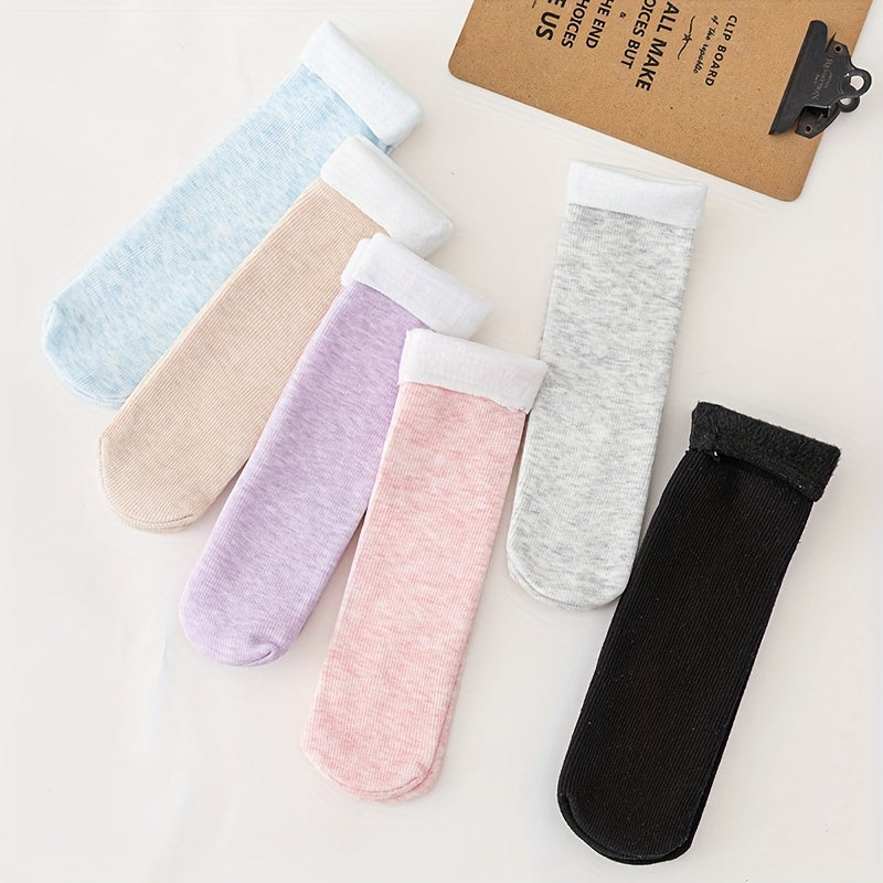 6 Pairs Comfy Fuzzy Crew Socks Women's Stockings & Hosiery