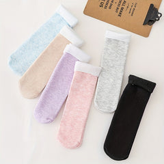 6 Pairs Comfy Fuzzy Crew Socks Women's Stockings & Hosiery
