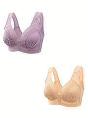 2 Pack Plus Size Lace Wireless Comfort Bra Set