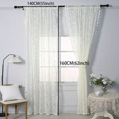 Bird Pattern Lace Curtain with Rod Pocket for Sliding Glass Doors