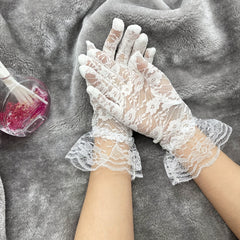 Lace Floral Short Gloves for Wedding Bridal Accessories