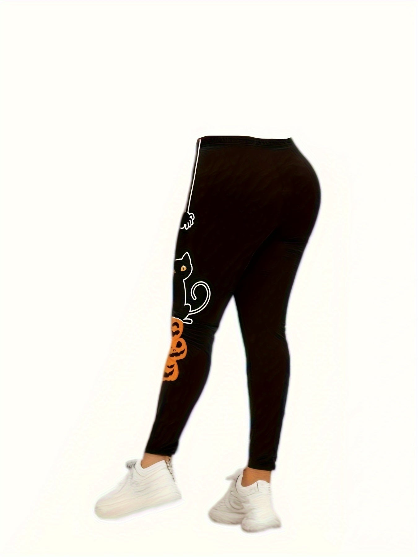 Gothic Halloween Outfit Set Women's Pumpkin & Geo Print Top & Leggings