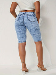 Tie Dye Denim Shorts Stretch Jeans