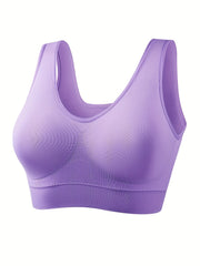 4 Pack Plus Size Sports Bra Set Solid Elastic Comfort Breathable Tank Bra
