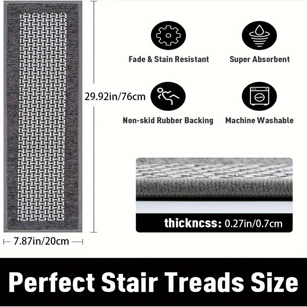 15pcs Non Slip Carpet Stair Treads Rubber Backing Safety Rug Runner