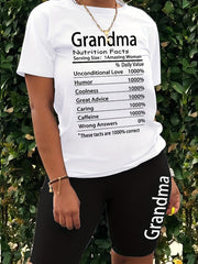 Grandma Letter Print Crew Neck Tee & Shorts Set
