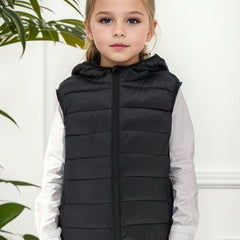 Kids' Sleeveless Hooded Jacket Zip Up Jacket