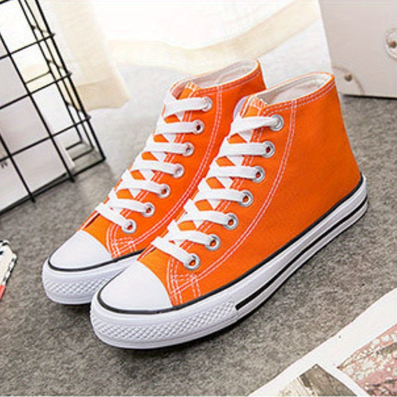 Women's High Top Canvas Sneakers Lace Up Walking Shoes