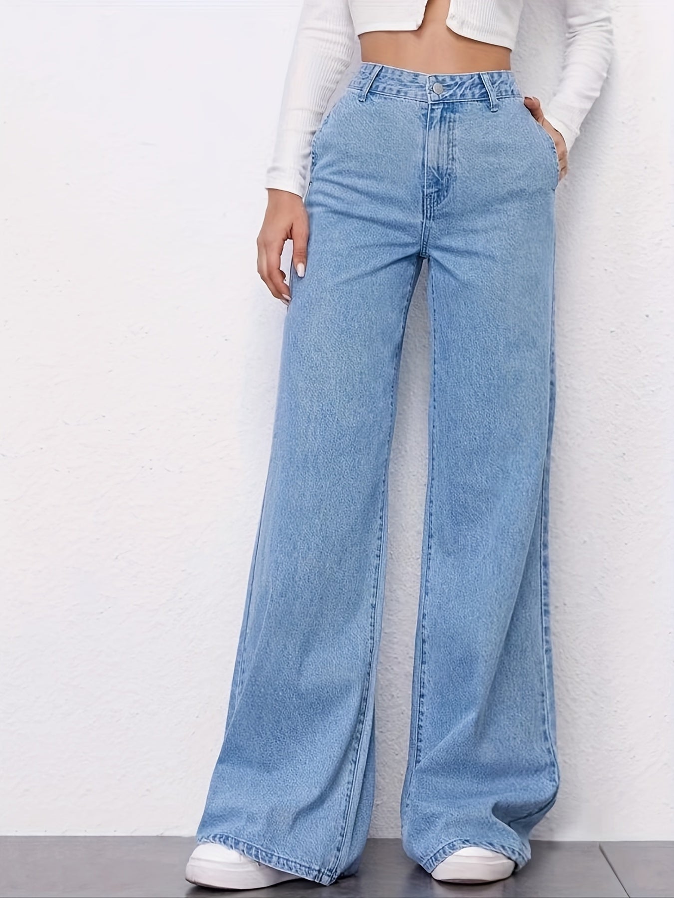 High Waist Wide Leg Baggy Jeans Women's Denim Clothing