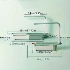 Telescopic Sink Storage Rack Adjustable Sponge Holder 2 in 1 Organizer
