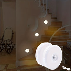 8 LED Rechargeable Motion Sensor Night Light Round Step Lamp