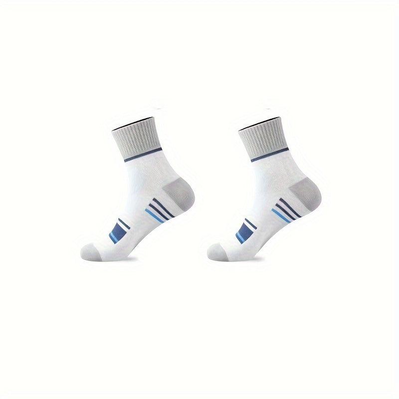 5 Pairs Men's Athletic Quarter Socks, Soft Breathable Socks