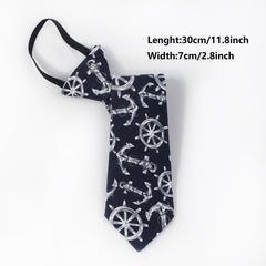Fun Cartoon Pattern Boys College Style No Tie