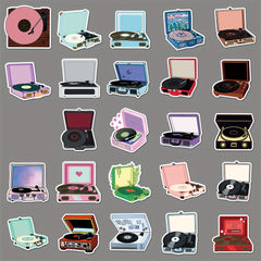 50pcs Record Player Music Graffiti Hand-painted Stickers Waterproof