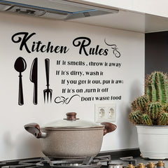 Kitchen Rules Wall Sticker Self-Adhesive Waterproof Removable 30x11.81in