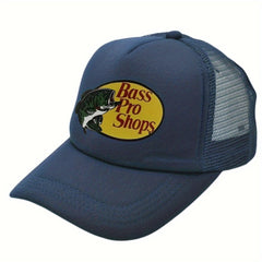 Mesh Trucker Cap Fish Pattern Breathable Baseball Hat for Fishing