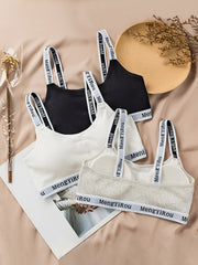 3pcs Teen Girls Knitted Sport Bra Breathable Underwear Vest