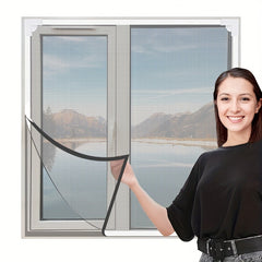 Adjustable Magnetic Window Screen with Fine Mesh Screen Protector