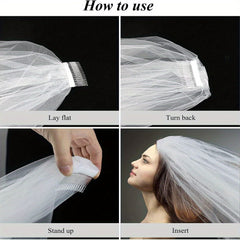 2 Tier Tulle Bridal Veil with Comb Sheer Flowing Wedding Veil for Brides