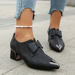 Women's Bowknot Block Heel Ankle Boots