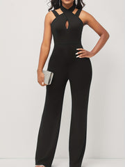 Backless Jumpsuit Solid Sleeveless Women's Clothing