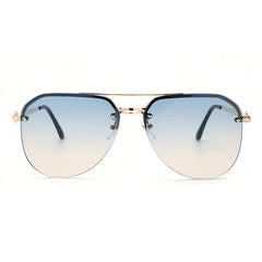 Gradient Metal Round Aviator Sunglasses