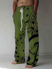Men's Drawstring Wide Leg Pants Beach Pant Pattern Casual Baggy Pants