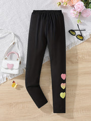 Gradient Hearts Graphic Girls Casual Pants High Waist Trousers