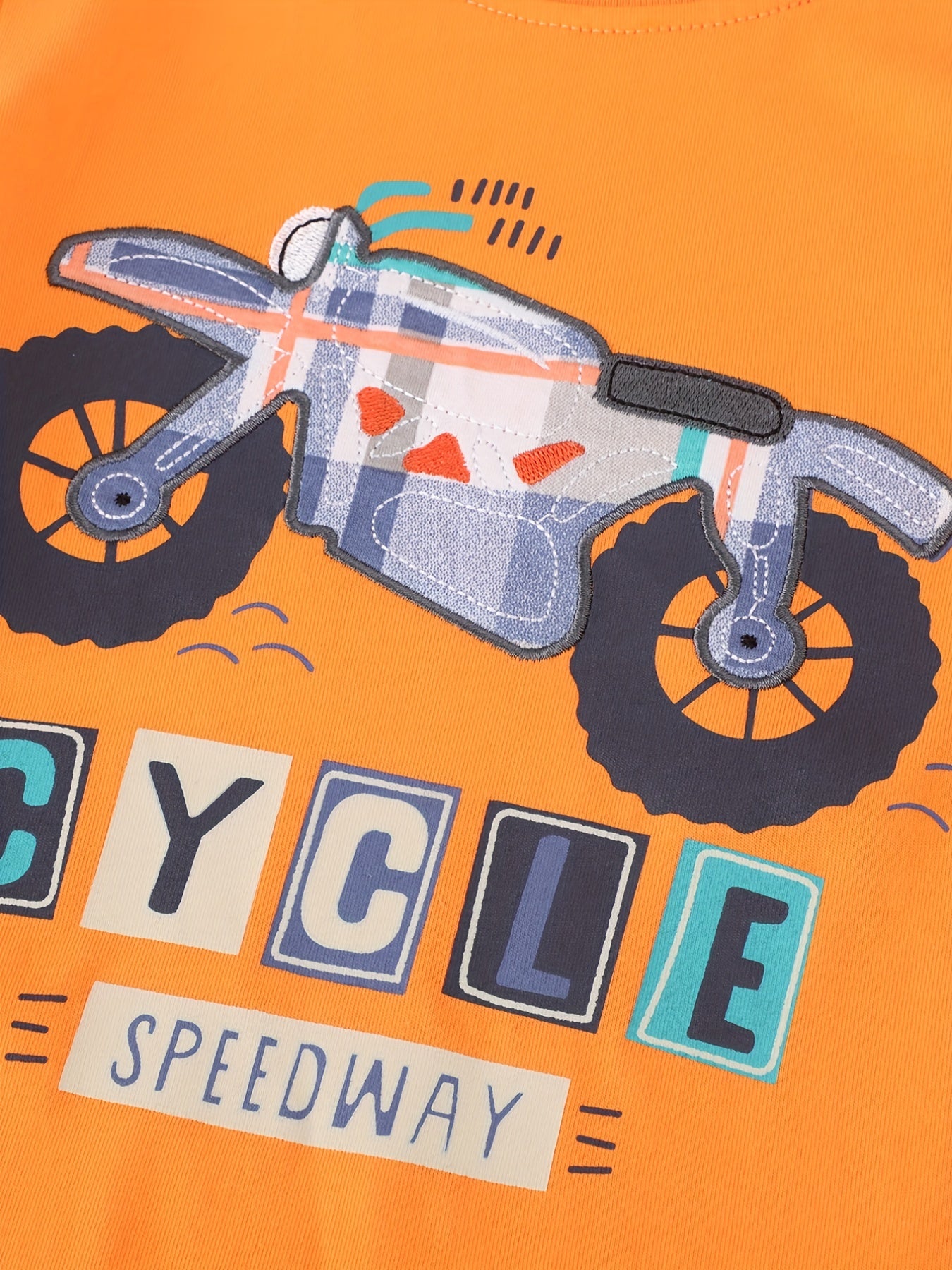 2pcs Kids Cotton Motorcycle Short Sleeve Tshirt & Shorts Set