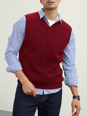 Men's V Neck Sweater Vest Preppy Style