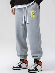 Retro Rabbit Print Drawstring Sweatpants Loose Fit Casual Joggers