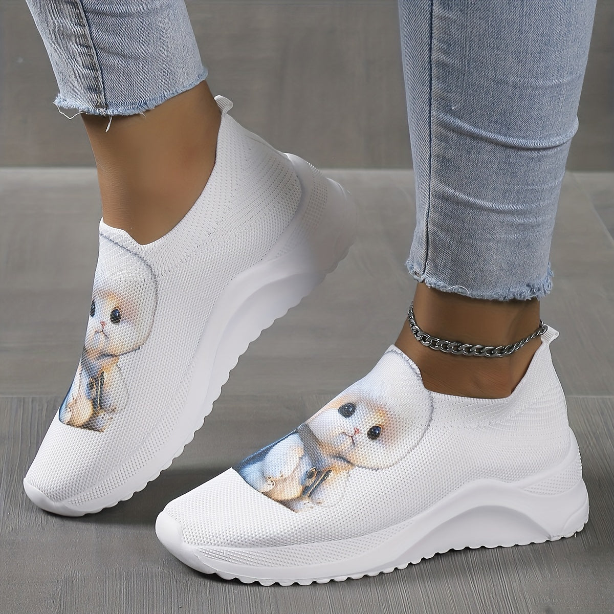 Women's Cartoon Animal Print Sneaker Lightweight Shoes