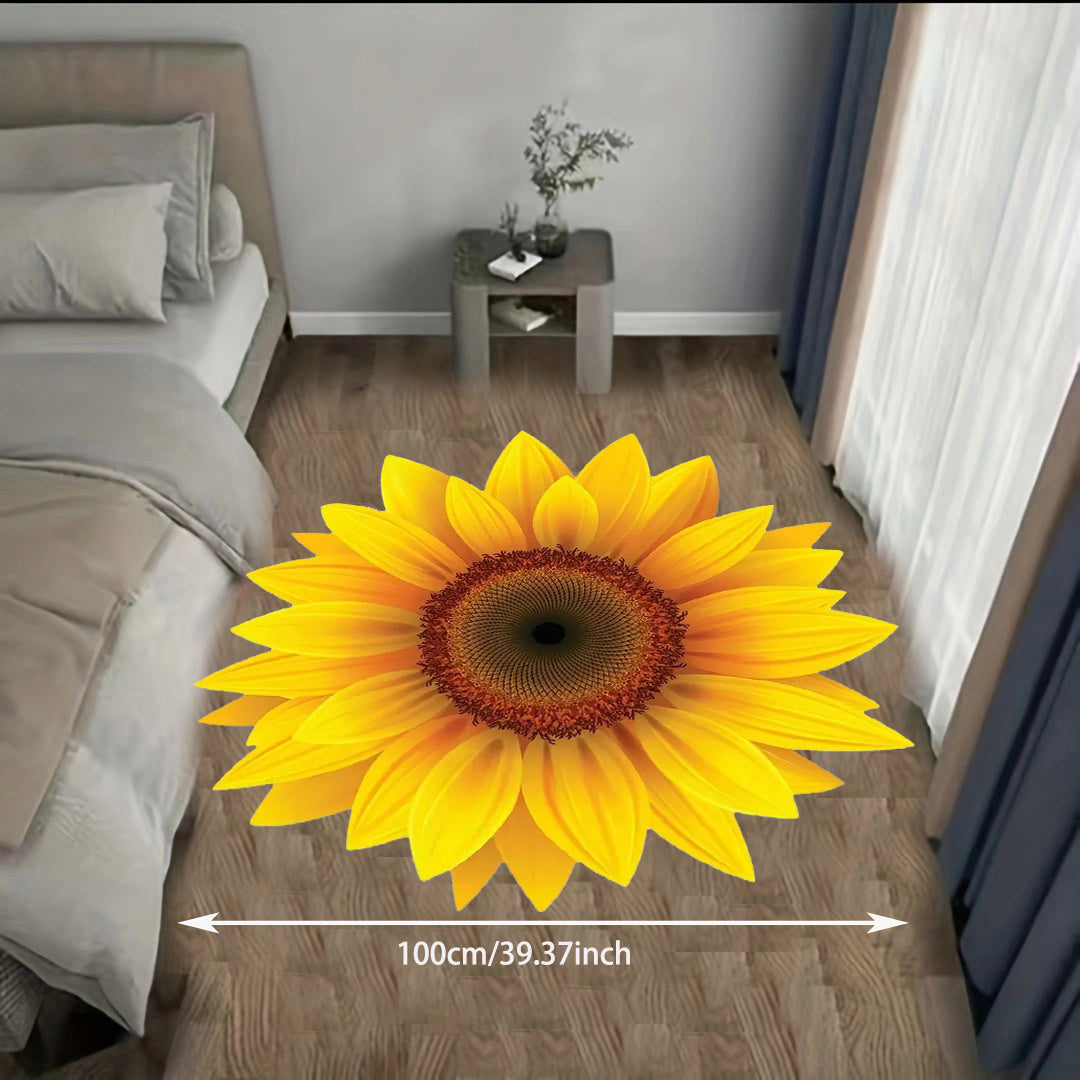 Large Round Sunflower Bedroom Rug Non Slip