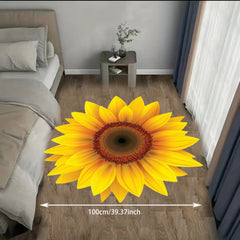 Large Round Sunflower Bedroom Rug Non Slip