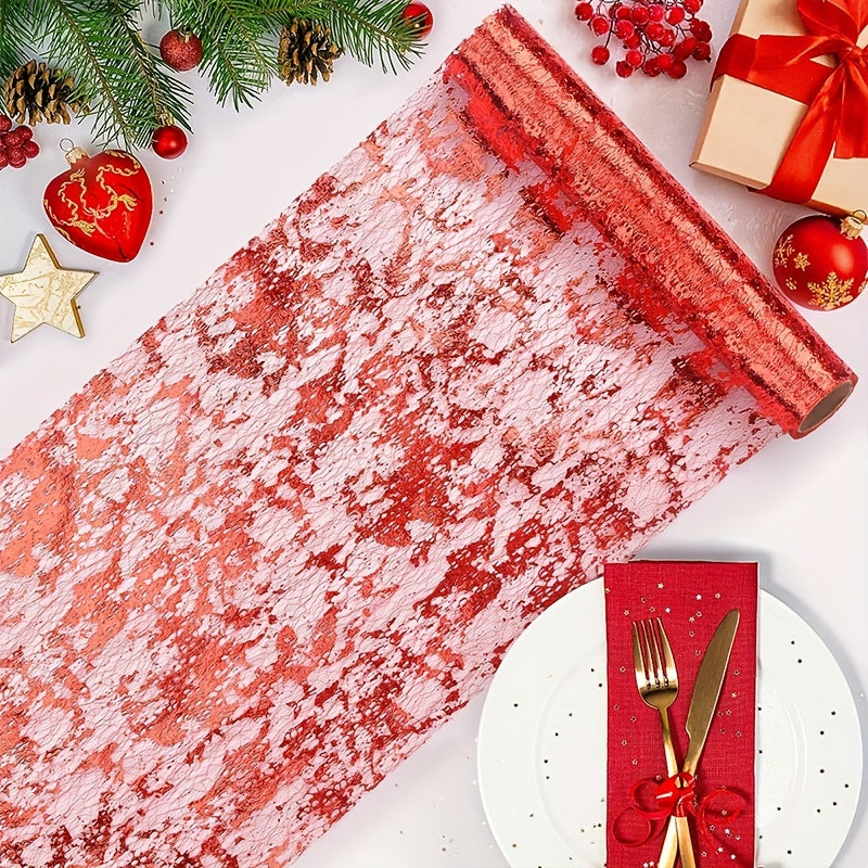 Red Moire Mesh Table Runner Halloween Bloody Tablecloth