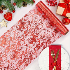 Red Moire Mesh Table Runner Halloween Bloody Tablecloth