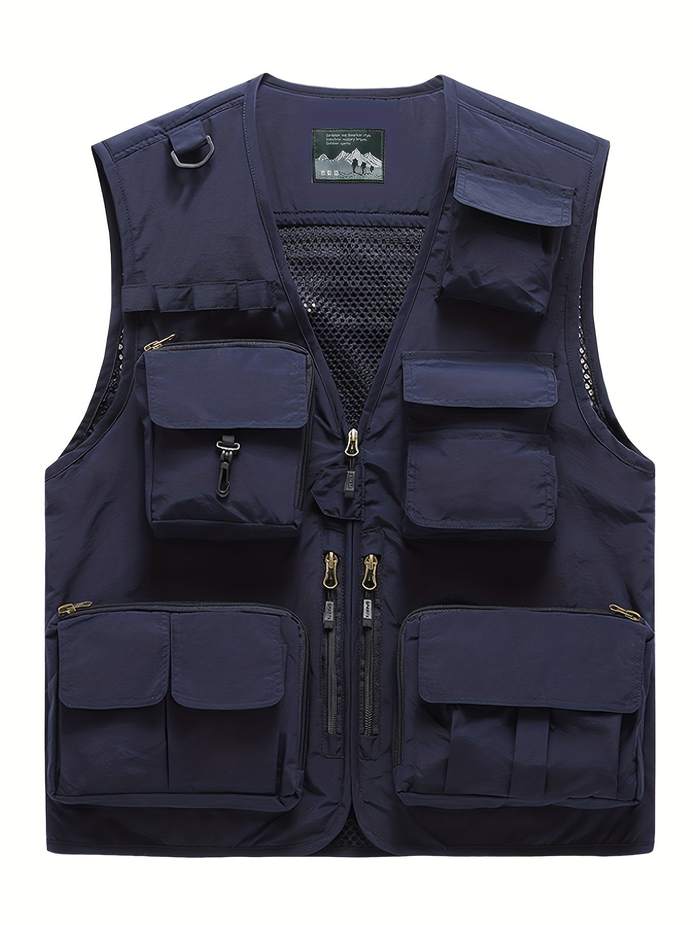 Men's Cargo Vest Zipper Pockets Mesh Lining Nylon Outwear