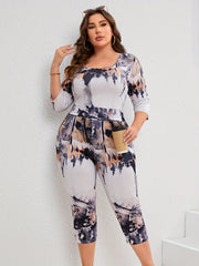 Tie Dye Top & Shorts Set Women's Casual Two Piece Outfits