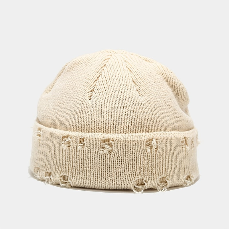 Unisex Woolen Retro Ripped Hip-hop Knitted Hat