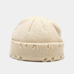 Unisex Woolen Retro Ripped Hip-hop Knitted Hat