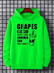Grapes & Drinks Print Hoodie Men's Graphic Pullover Sweatshirt