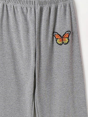 Girls Butterfly Print Wide Leg Sweatpants