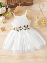 Toddler Girls Floral Embroidered Mesh Princess Cami Dress
