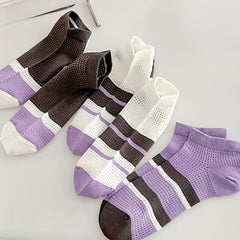 6 Pairs Striped Low Cut Socks Women's Stockings & Hosiery