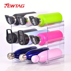 Clear Stackable Water Bottle Organizer 4 Layers Holds 12 Bottles